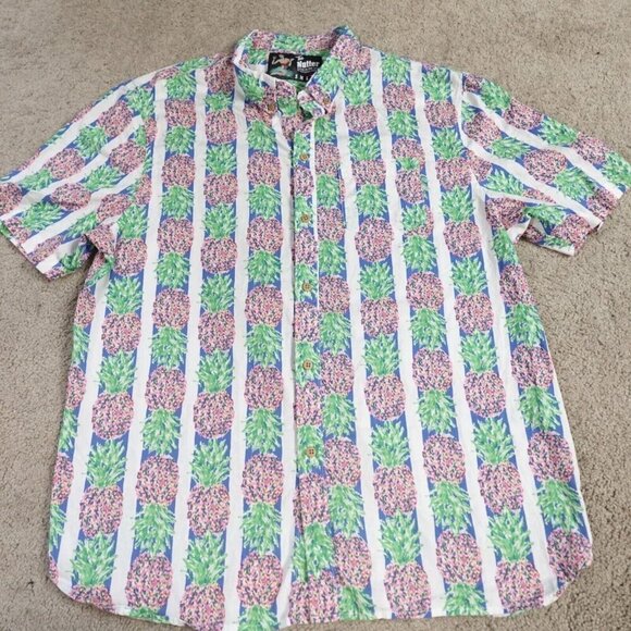 The Nutter Shirt XL Blue Pineapples All Over Hawaiian Aloha Made in USA - Picture 2 of 7